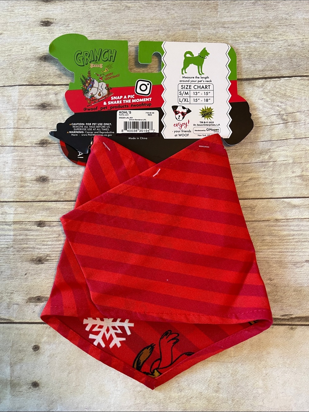 Pet Bandana Merry Grinchmas L / XL NWT - Picture 5 of 6